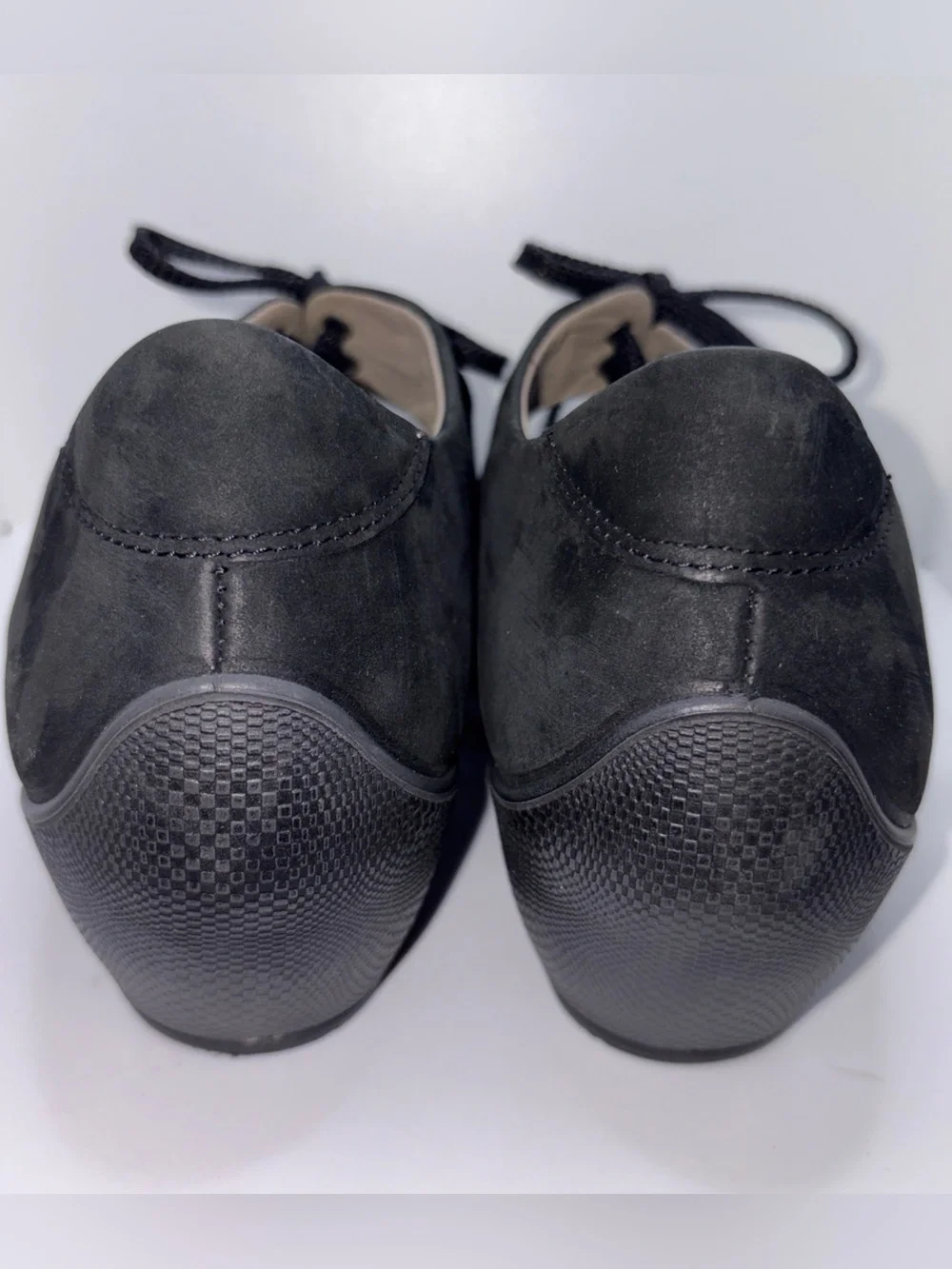 ECCO Sculptured Mary Jane Pump Casual Sz 9.5 Suede Leather Black Lace Up Comfort